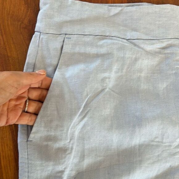 NWT Loft light blue linen viscose cropped pants size 12 wide leg - Picture 2 of 6